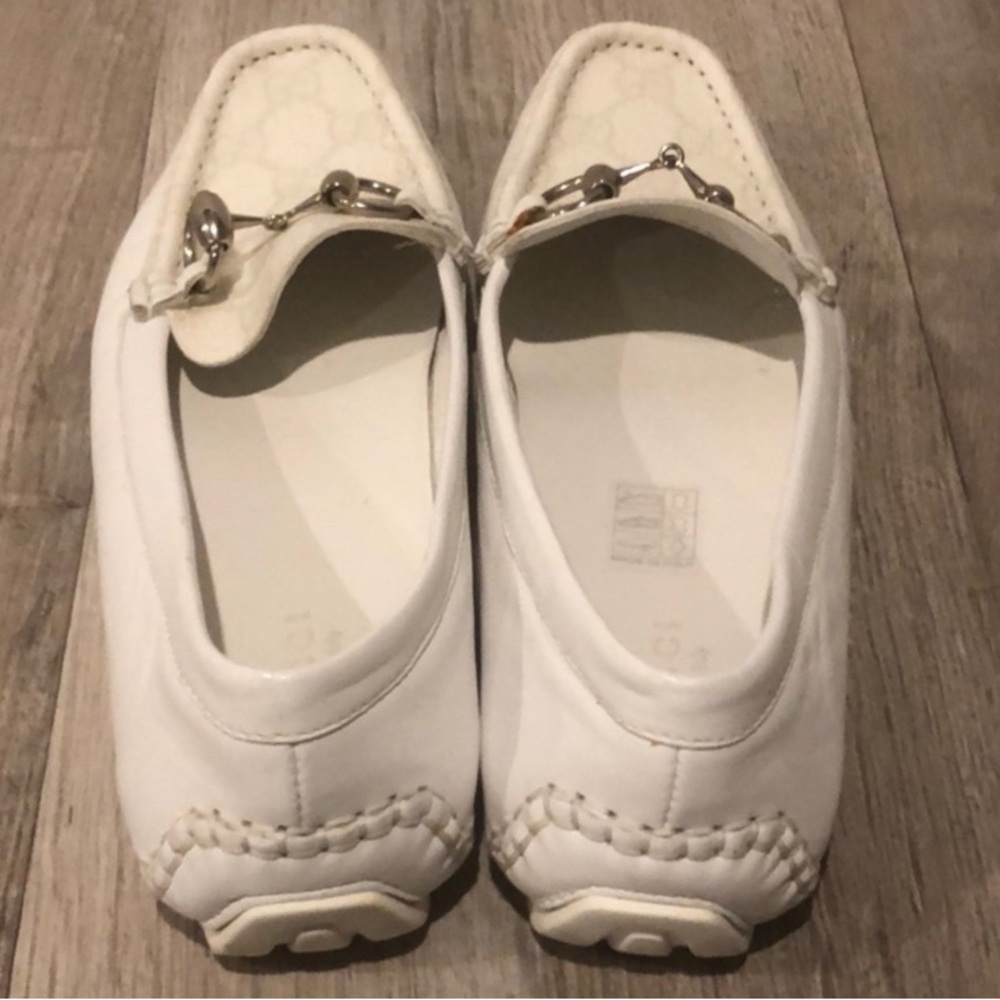 Gucci White Leather Loafers